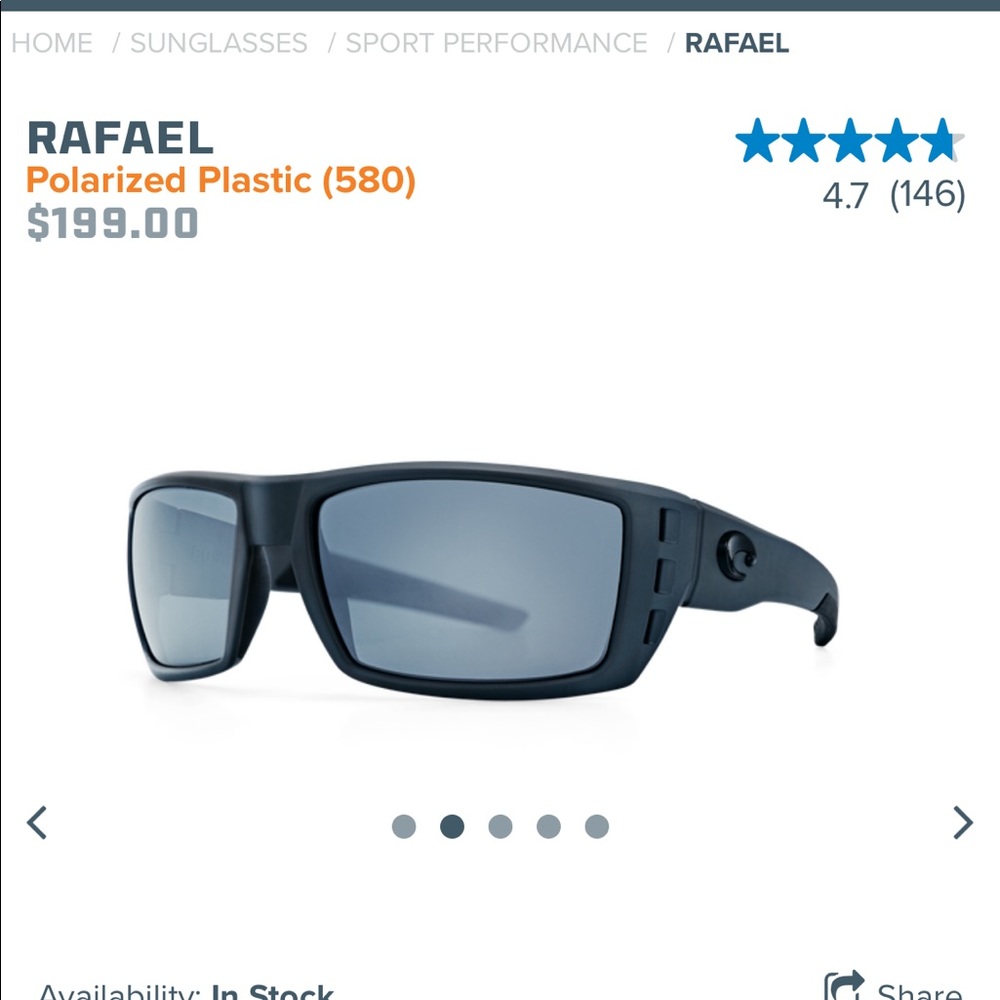 Costa regular size gray sunglasses